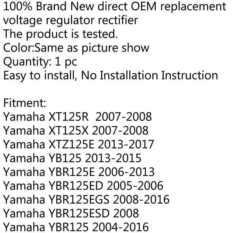 Rectificador regulador de voltaje para Yamaha XT125R XT125X 07-08 YB125 XTZ125E genérico