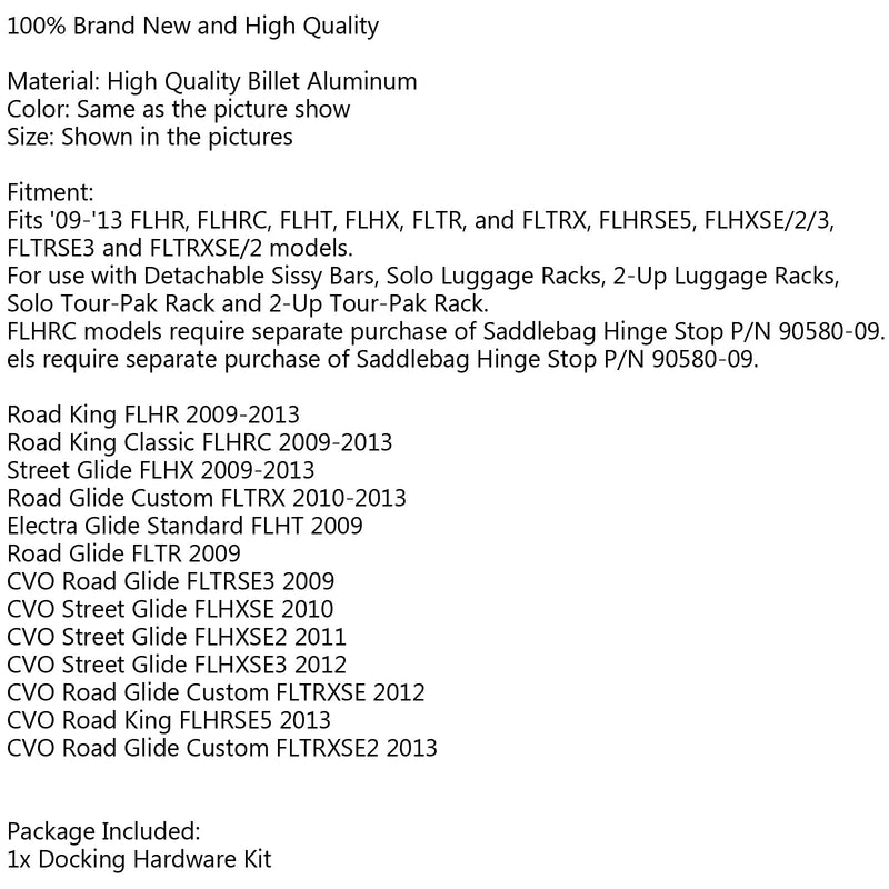 4-punkts monteringssett for Road King Street Glide FLHR FLHX FLHRC 2009-13 Generisk