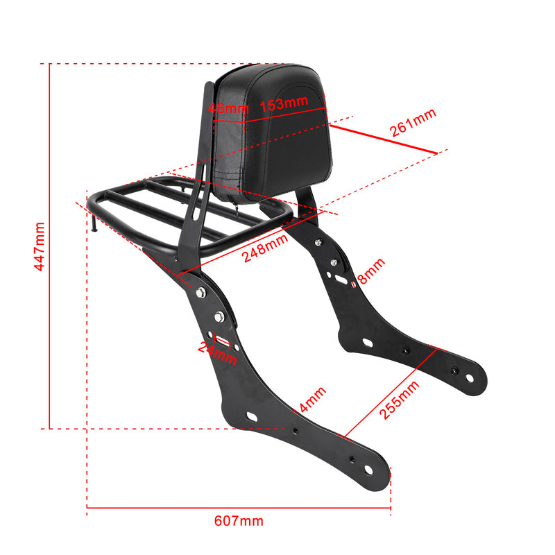 Ryggstøtte med bagasjehylle for Kawasaki Vulcan S 650 VN650 2015-2017 Generisk