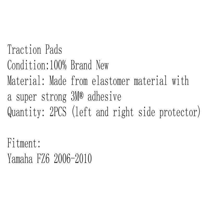 Rodilleras laterales de gas con almohadilla de tracción para tanque 3M para Yamaha FZ6 2006-2010