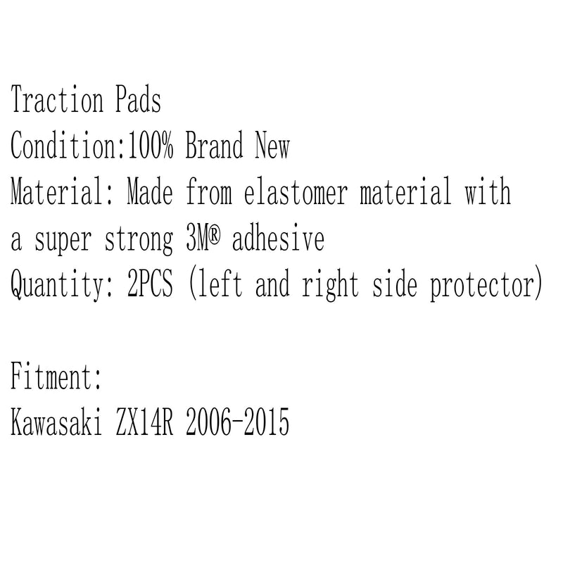 Tank Traction Pad Sido Gas Knäskydd 3M för Kawasaki ZX14R 2006-2015 Generic