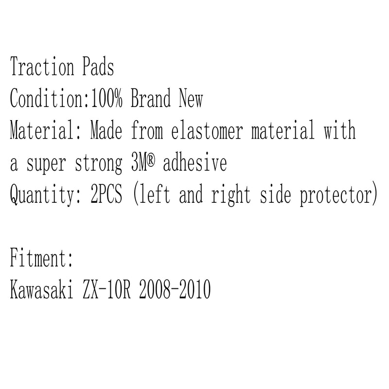 Podkładki trakcyjne zbiornika Boczny uchwyt kolanowy gazu dla Kawasaki ZX10R ZX1000 Ninja 2008-2010 Generic