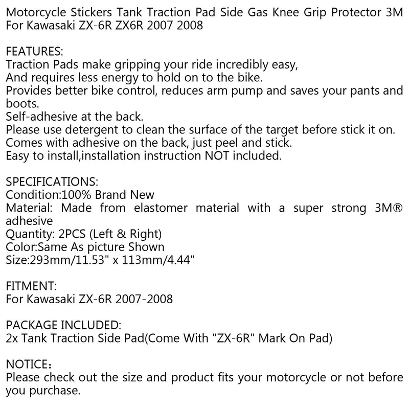 Tract tank sidokuddar gasknähandtag för Kawasaki ZX6R ZX-6R 2007-2008