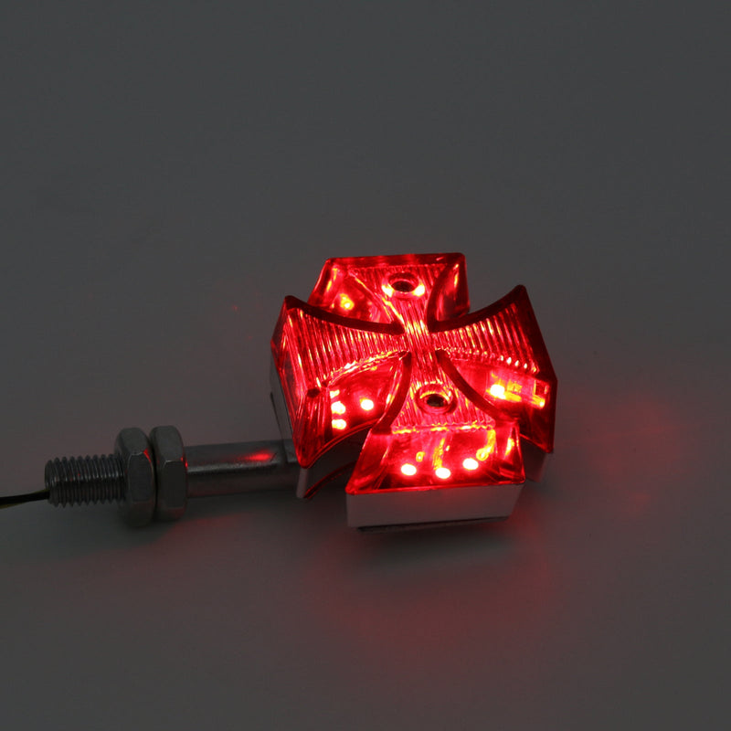 2 x Custom Red Maltese Cross LED-blinklys for Harley Motorcycle Generic