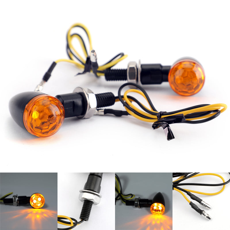 2 x Universal Metal LED Mini Bullet Indicators med sfärisk lins