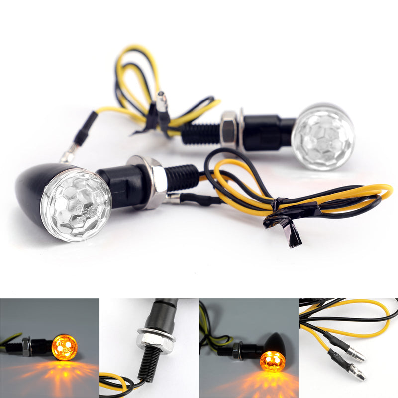 2 x Luzes indicadoras de direção de mini bola LED de metal universal com lente esférica