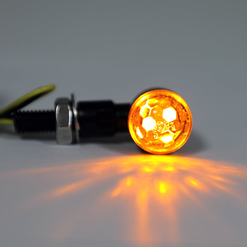 2 x Universal-Metall-LED-Mini-Kugel-Blinker mit sphärischem Objektiv