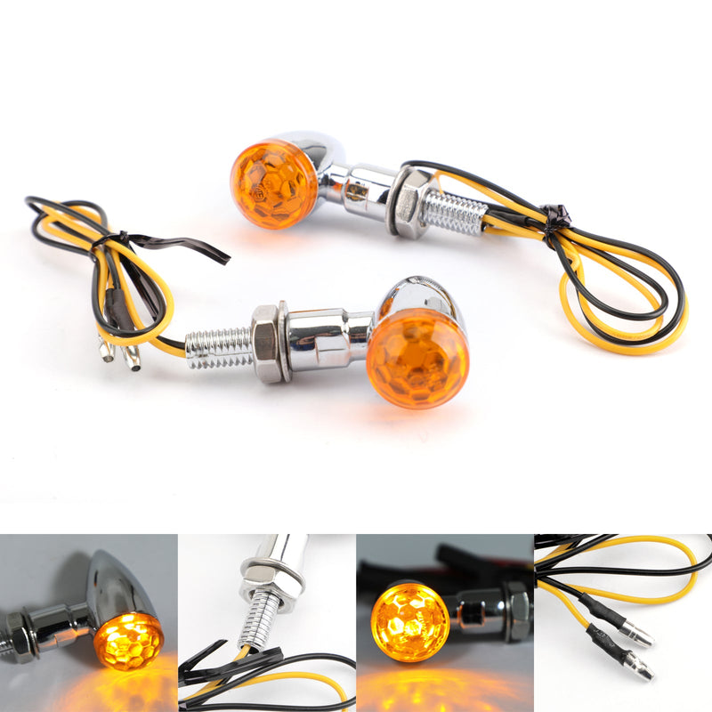 2 x Luzes indicadoras de direção de mini bola LED de metal universal com lente esférica