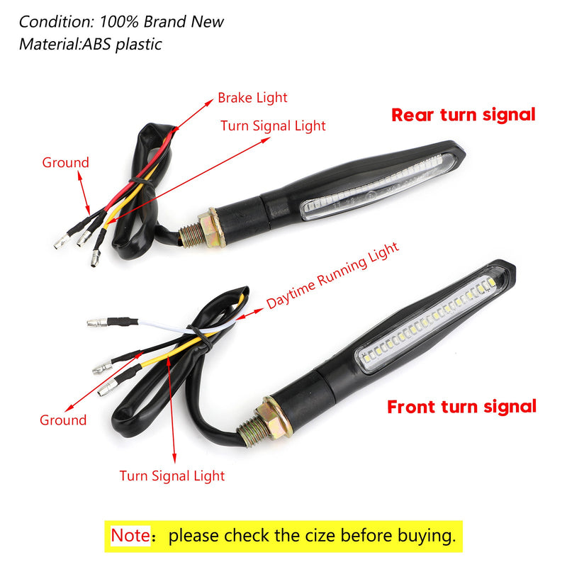 4 luzes indicadoras de seta de LED de fluxo sequencial para motocicleta DRL luz de freio 