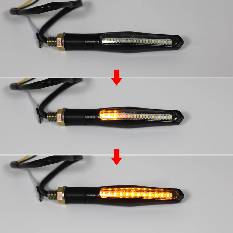 4 luzes indicadoras de seta de LED de fluxo sequencial para motocicleta DRL luz de freio 