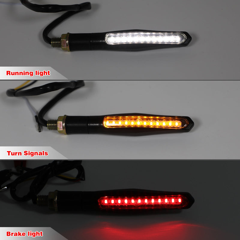 4 luzes indicadoras de seta de LED de fluxo sequencial para motocicleta DRL luz de freio 