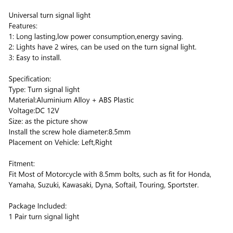 1 par de indicadores LED universales para motocicleta luz indicadora delantera genérica