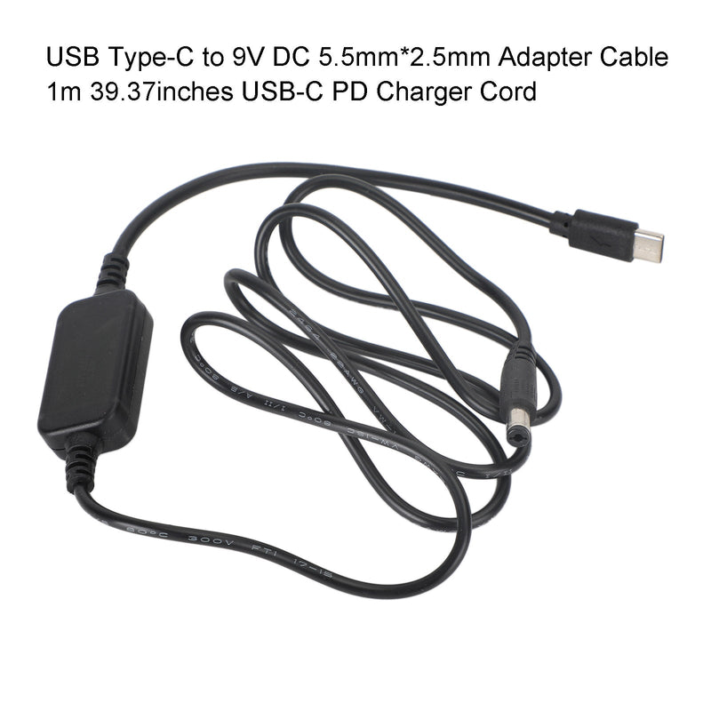 Adapter USB na napięcie 9/12/15 V, kabel ładujący PD 5,5 mm * 2,5 mm 1 m i 39,37 cala