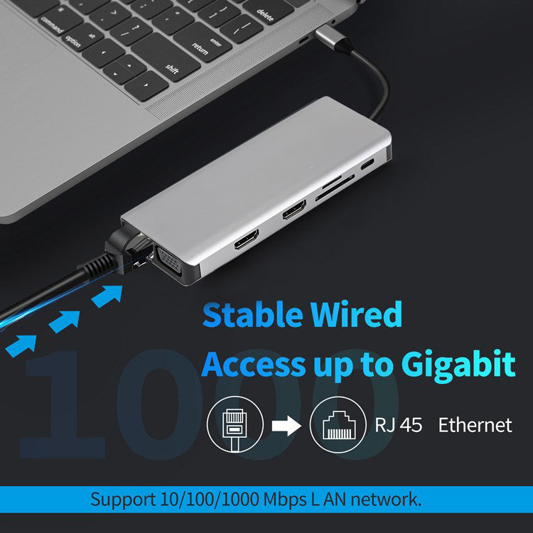 Hub tipo C 12 en 1 a USB-C USB3.0 HD TF TF 3,5 mm Adaptador de acoplamiento convertidor PD