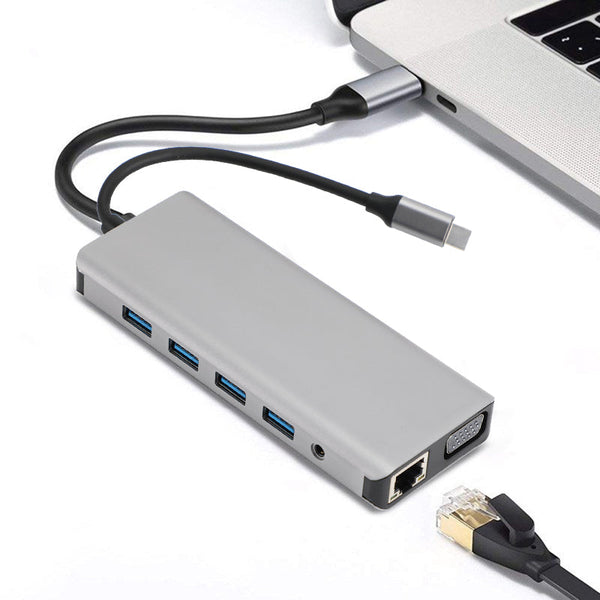 12 tuumaa 1 Type-C Hub - USB-C USB3.0 HD TF TF 3,5 mm PD Converter telakointisovitin