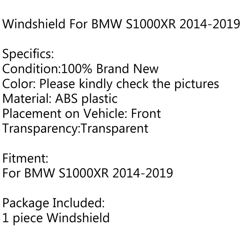 Parabrisas ABS de motocicleta de 1 pieza para BMW S1000XR 2014-2019 genérico