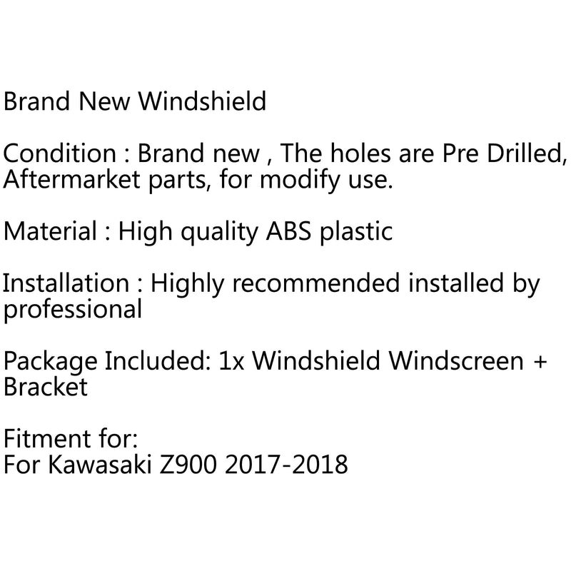 Parabrisas de motocicleta ABS Kawasaki Z900 2017-2019