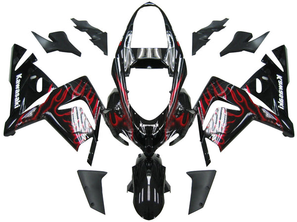 Fairing 2004-2005 Kawasaki ZX 10R Black & Red Flame Ninja Racing Generic