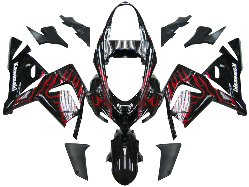 Fairing 2004-2005 Kawasaki ZX 10R Black & Red Flame Ninja Racing Generic