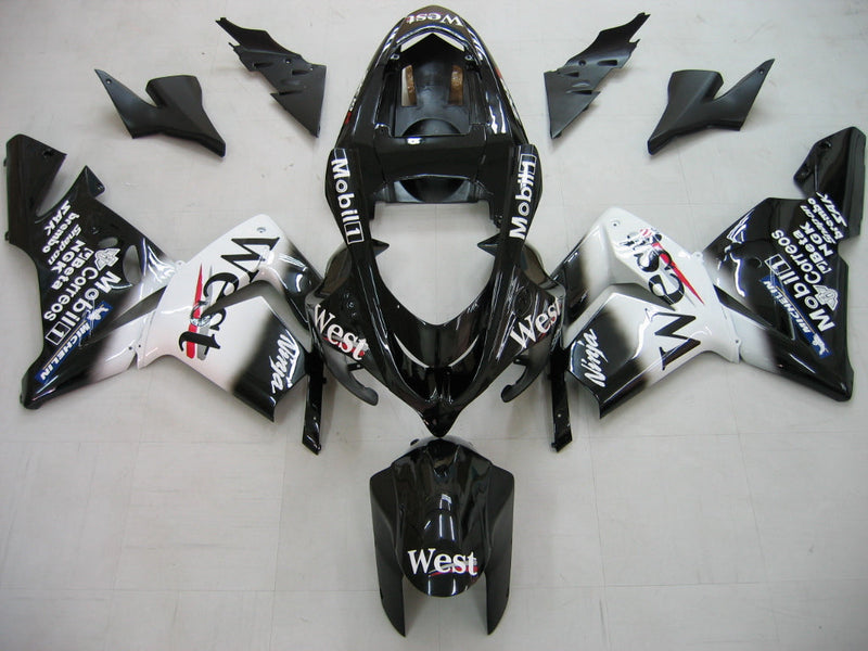 Carenados 2004-2005 Kawasaki ZX 10R Negro Blanco West Ninja Genérico