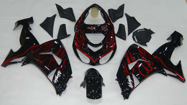 Fairings 2006-2007 Kawasaki ZX 10R Black & Red Flame Ninja Generic