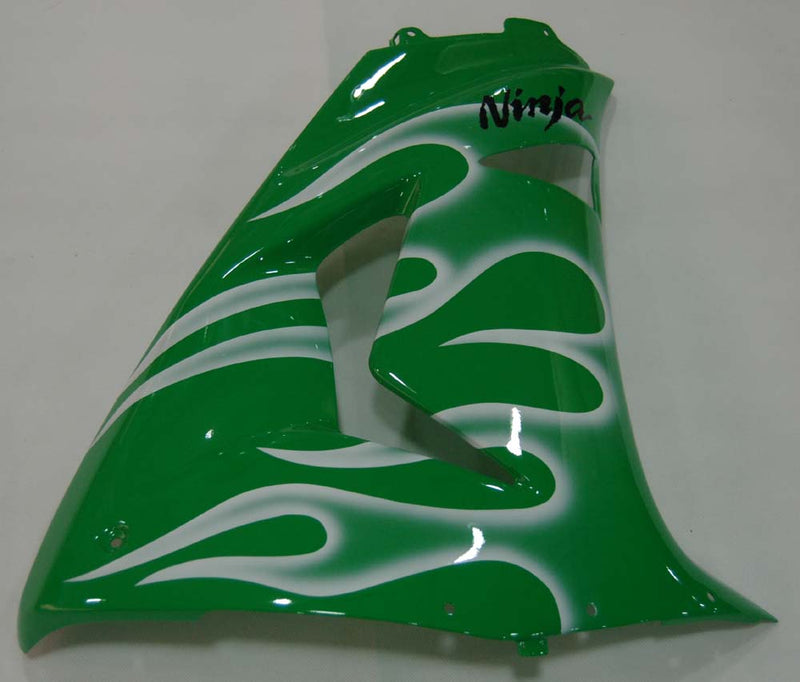 Fairings 2006-2007 Kawasaki ZX 10R Green & White Flame Ninja Racing Generic