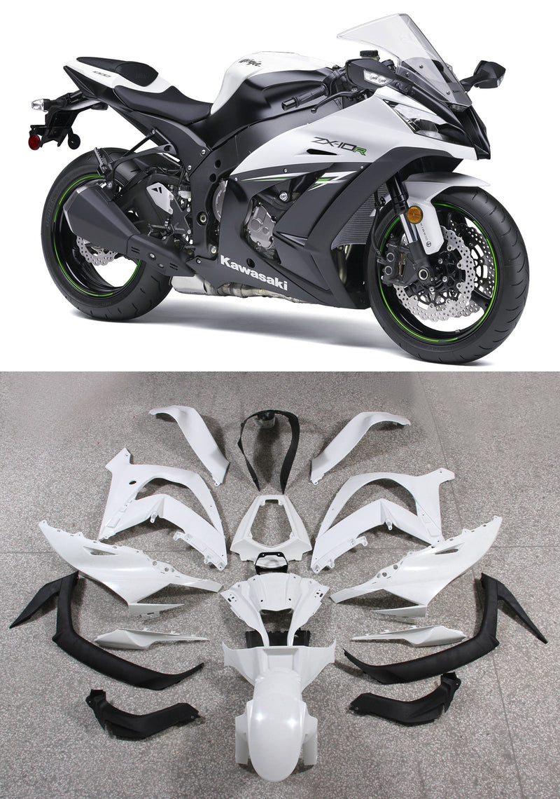 Carenagens 2011-2015 Plásticos Kawasaki ZX10R Ninja Branco Preto ZX10R Genérico