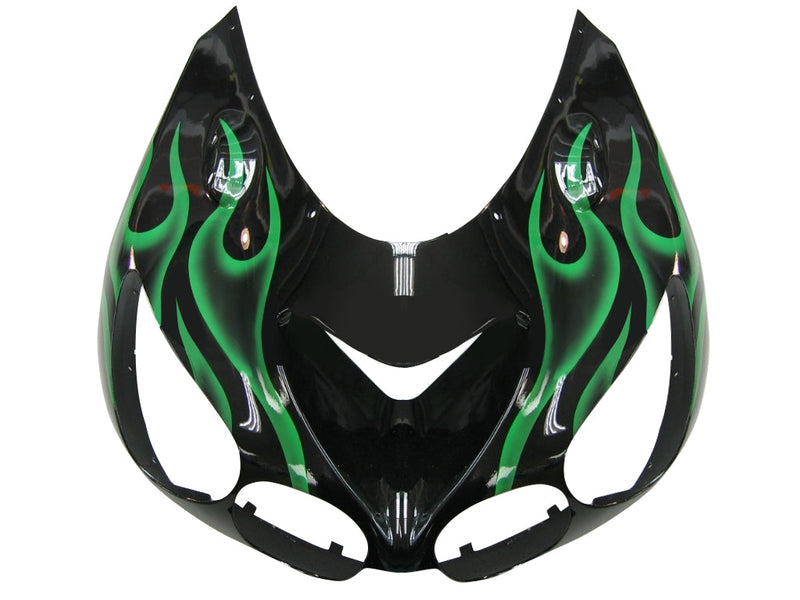 Fairings 2006-2011 Kawasaki ZX14R Black & Green Flame Ninja ZX14R Racing Generic