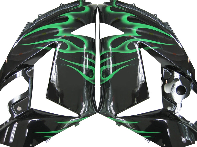 Fairings 2006-2011 Kawasaki ZX14R Black & Green Flame Ninja ZX14R Generic