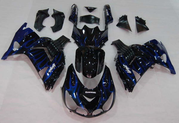 Carenagens 2006-2011 Kawasaki ZX14R Black &amp; Blue Flame Ninja Racing Generic