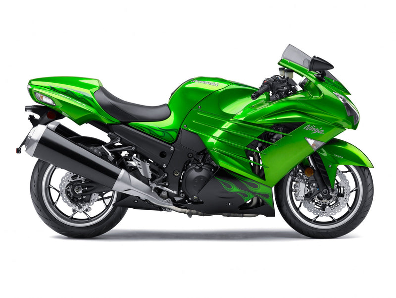 Carenagens de plástico 2012-2022 Kawasaki ZX14R ZZR1400 Ninja Green Flame Racing Genérico