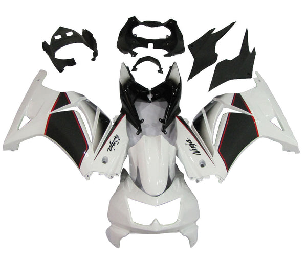 Fairings 2008-2012 Kawasaki ZX250R EX250 Hvit Svart Ninja ZX250 Generisk