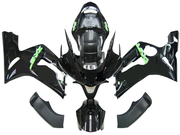 Carenagens 2003-2004 Kawasaki ZX6R 636 Preto Verde ZX6R Genérico