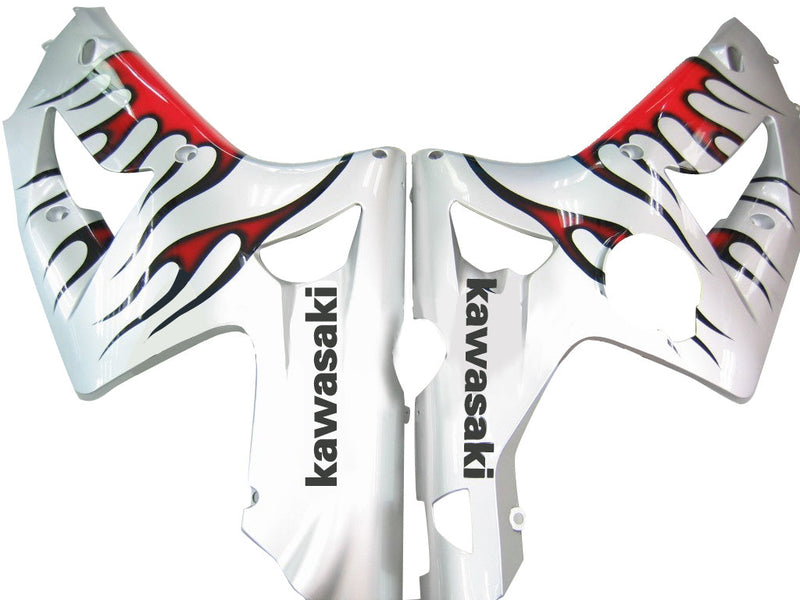 Fairings 2003-2004 Kawasaki ZX6R 636 Silver & Red Flame Ninja Racing Generic