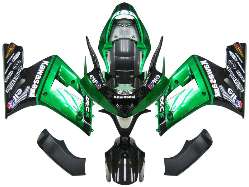 Fairings 2003-2004 Kawasaki ZX6R 636 Green Black Elf Racing Generic