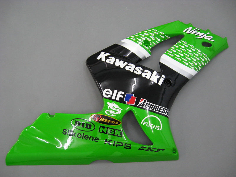 Owiewki 2003-2004 Kawasaki ZX6R 636 Zielony Czarny Nr 56 ELF Racing Generic