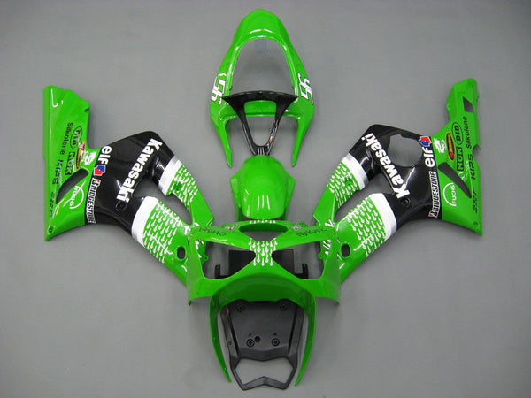 Fairings 2003-2004 Kawasaki ZX6R 636 Green Black No. 56 ELF Racing Generic