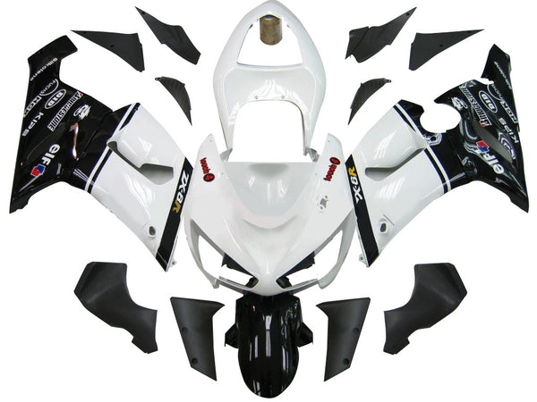 Carenados 2005-2006 Kawasaki ZX6R 636 Blanco Negro once ZX6R Genérico