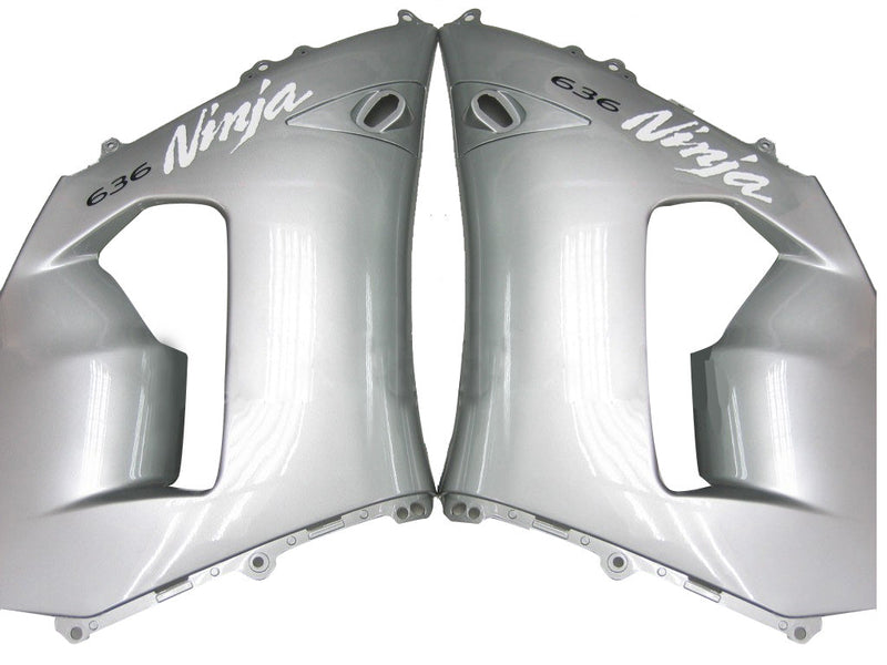 Fairings 2005-2006 Kawasaki ZX6R 636 Silver Black Ninja Generic