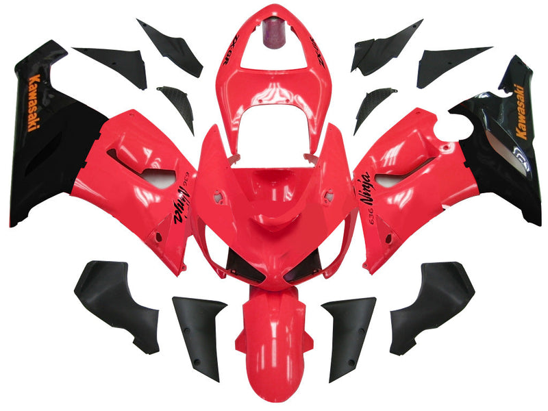 Fairings 2005-2006 Kawasaki ZX6R 636 Red Black Ninja Racing Generic