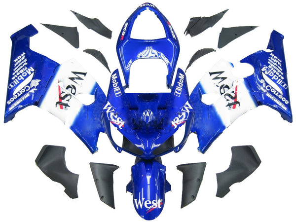 Carenados 2005-2006 Kawasaki ZX6R 636 Azul Blanco West Racing Genérico