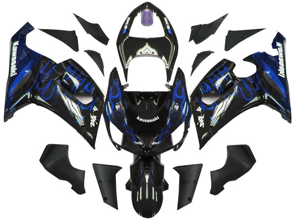 Carenagens 2005-2006 Kawasaki ZX6R 636 Black &amp; Blue Flame Ninja Generic