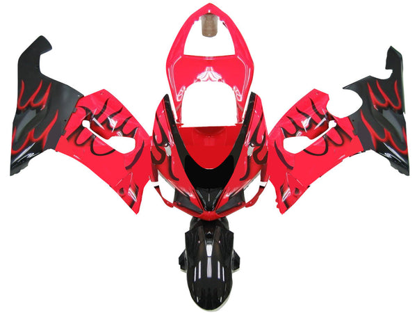 Carenagens 2005-2006 Kawasaki ZX6R 636 Red &amp; Black Flame Ninja Racing Generic