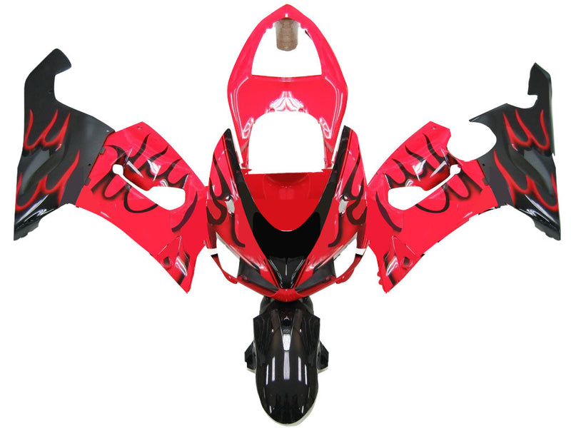 Owiewki 2005-2006 Kawasaki ZX6R 636 czerwono-czarny płomień Ninja Generic