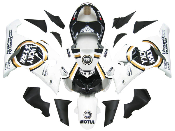 Fairings 2005-2006 Kawasaki ZX6R 636 Black White Lucky Strike Ninja Racing Generic