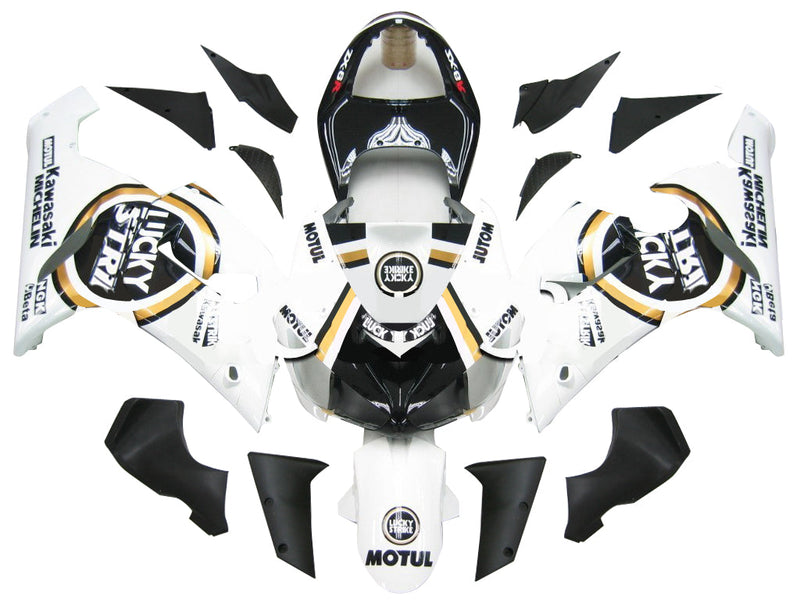 Carenados 2005-2006 Kawasaki ZX6R 636 Negro Blanco Lucky Strike Ninja Racing Genérico