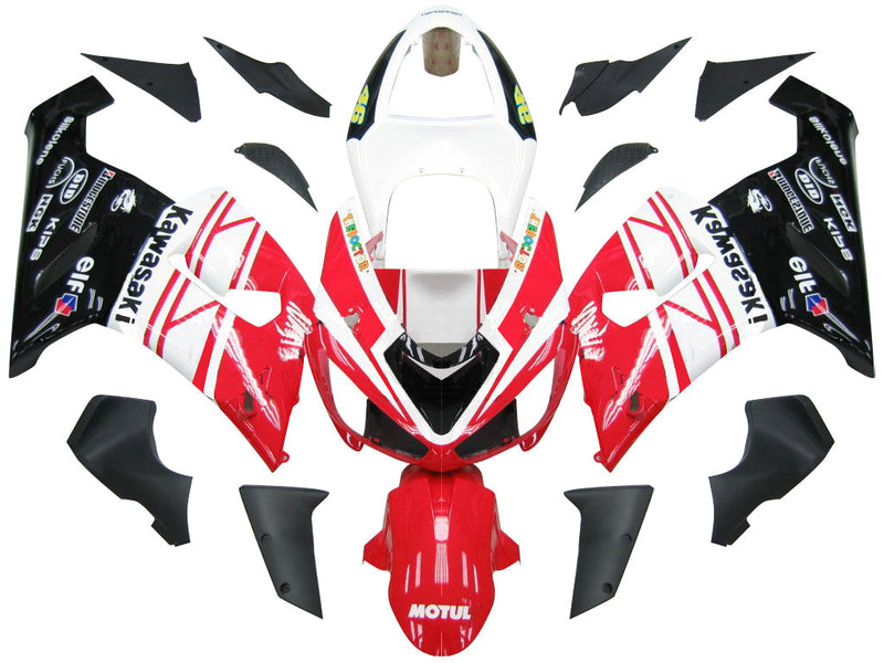 Carenagens 2005-2006 Kawasaki ZX6R 636 Vermelho Branco Preto Ninja Genérico