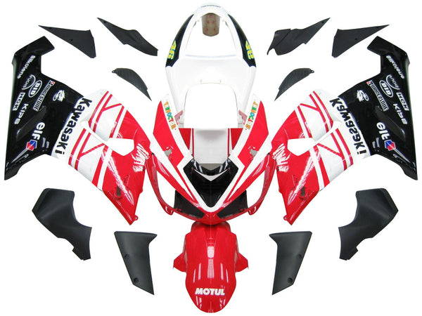 Carenados 2005-2006 Kawasaki ZX6R 636 Rojo Blanco Negro Ninja Racing Genérico