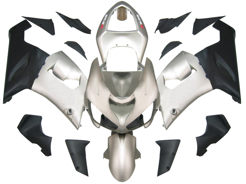 Fairings 2005-2006 Kawasaki ZX6R 636 Matt Silver & Black Ninja Generic