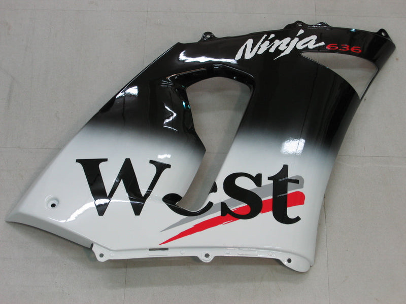 Carenados 2005-2006 Kawasaki ZX6R 636 Negro Blanco West ZX6R Racing Genérico